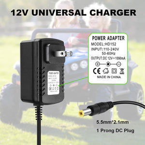 12V Charger for Kids Ride-On Cars Compatible with SUV Kid Trax and Dynacraft Toys Trend Times 4