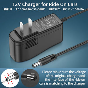 12V Universal Battery Charger Adapter for Kids Ride-On Electric Toy Cars Trend Times 3