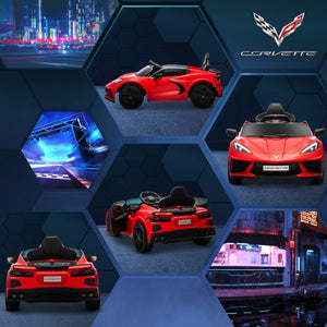 12V Licensed Chevrolet Corvette Kids Electric Ride-On Car with Remote Control Red Trend Times 10