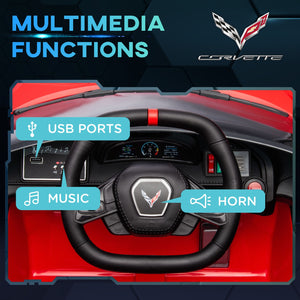 12V Licensed Chevrolet Corvette Kids Electric Ride-On Car with Remote Control Red Trend Times 6