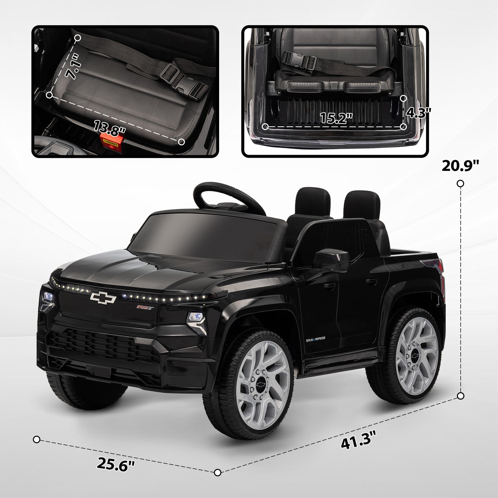 12V Licensed Chevrolet Silverado RST Kids Electric Ride-On Car Black Trend Times 1