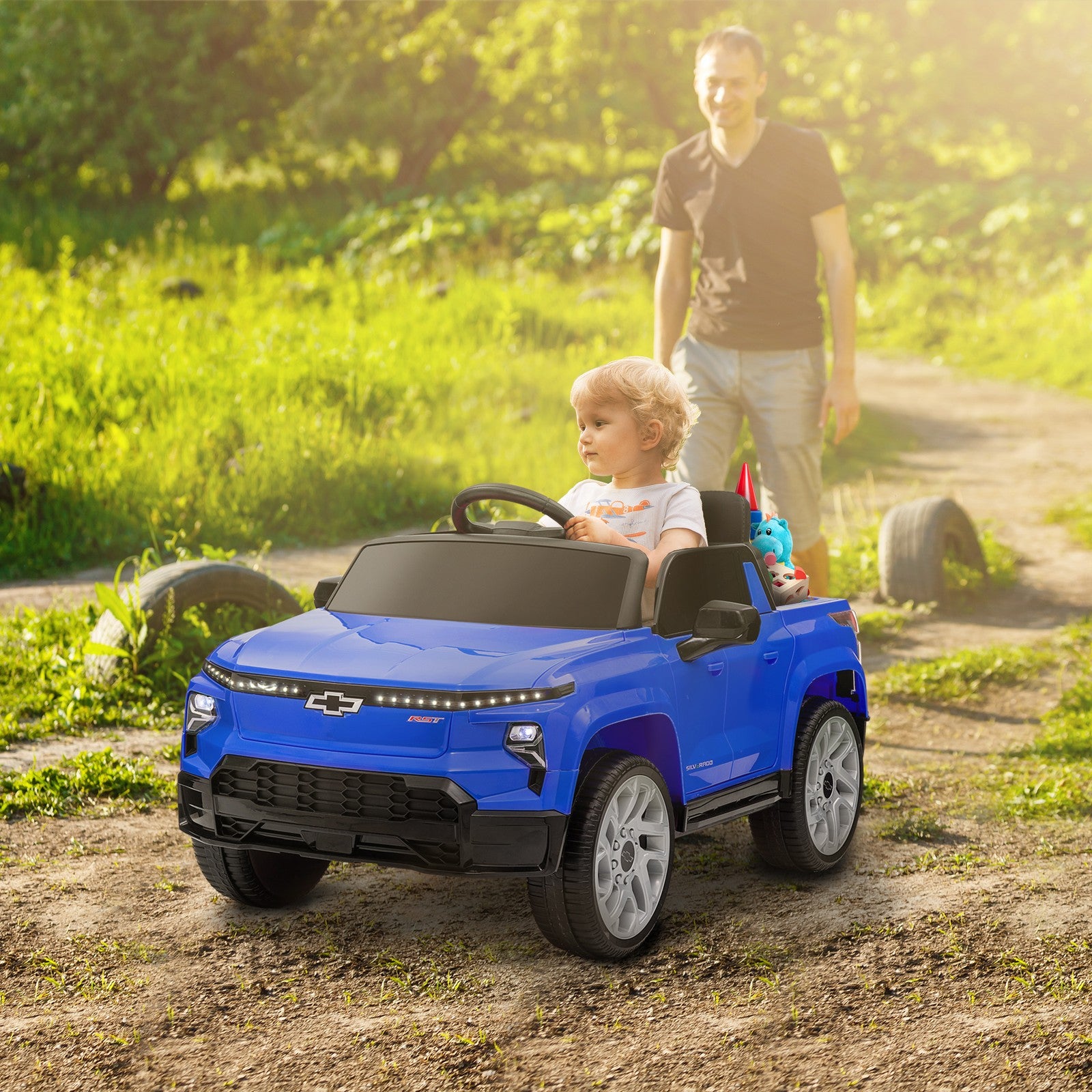 12V Licensed Chevrolet Silverado RST Kids Electric Car Blue Trend Times 1