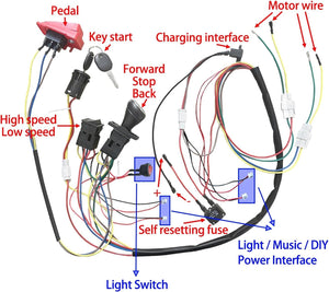 12V DIY Wire Harness Conversion Kit for Kids Ride-On Electric Car Motors Trend Times 1