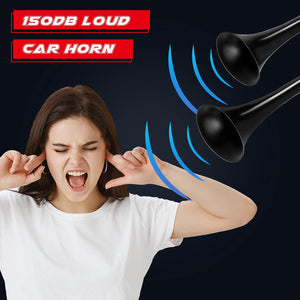 12V Dual Air Horn Kit with 150dB Loud Train Horns and Compressor in Black Trend Times 3