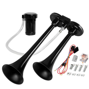 12V Dual Air Horn Kit with 150dB Loud Train Horns and Compressor in Black Trend Times Variant 0