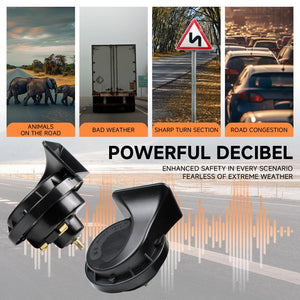 12V Dual-Tone Electric Snail Car Horn Kit Black Loud Waterproof Universal Trend Times 1