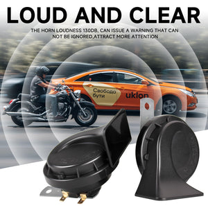 12V Dual-Tone Electric Snail Car Horn Kit Black Loud Waterproof Universal Trend Times 7