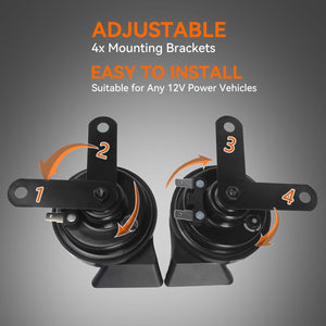 12V Dual-Tone Electric Snail Horn Super Loud Universal Vehicle Replacement Trend Times 7