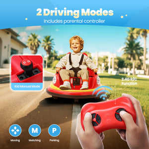 12V Electric Bumper Car for Kids Ages 1.5-6 with Remote Control and DIY Stickers Trend Times 1