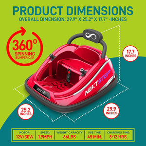 12V Electric Kids Bumper Car with Remote Control, 360° Spin and LED Lights Trend Times 1