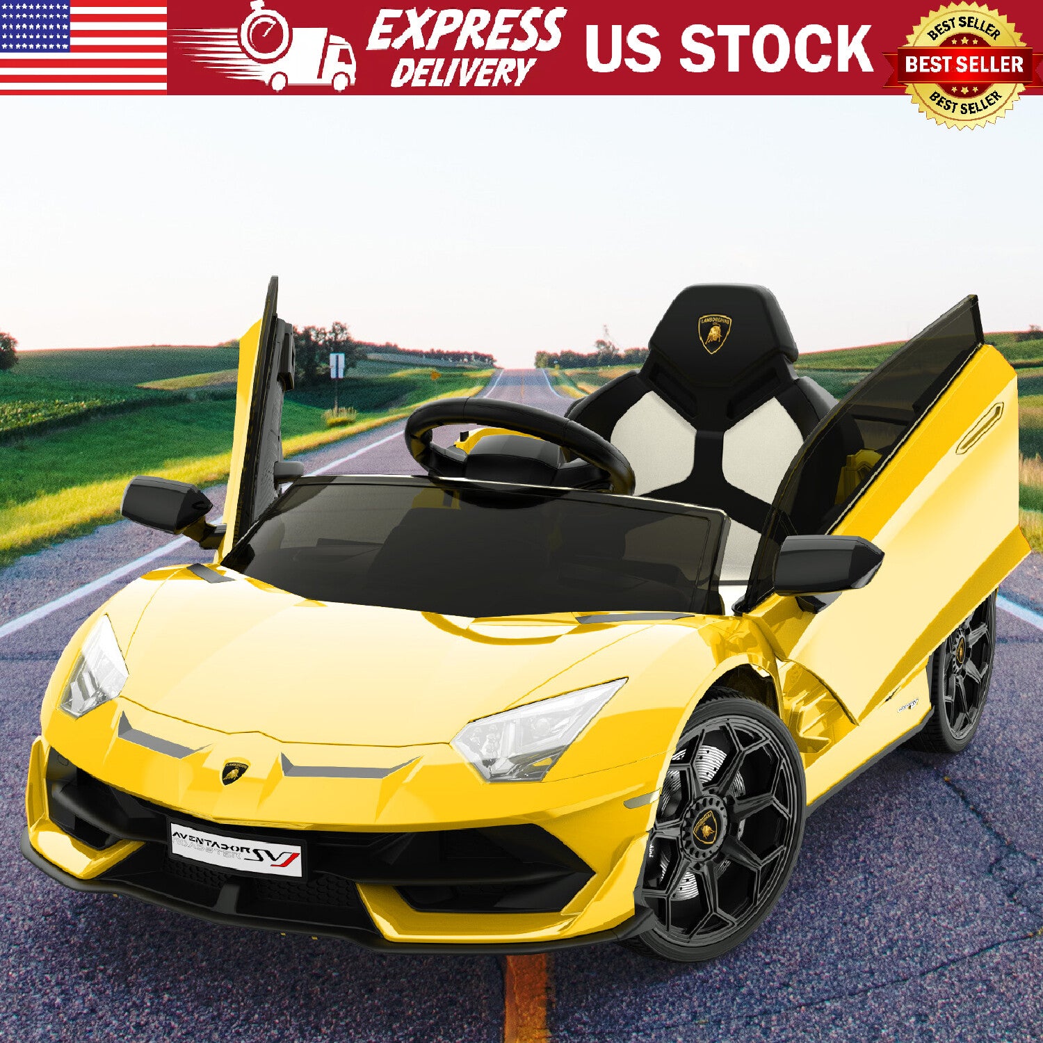 12V Electric Licensed Lamborghini Kids Ride-On Car with LED Lights and Remote Control Trend Times 0