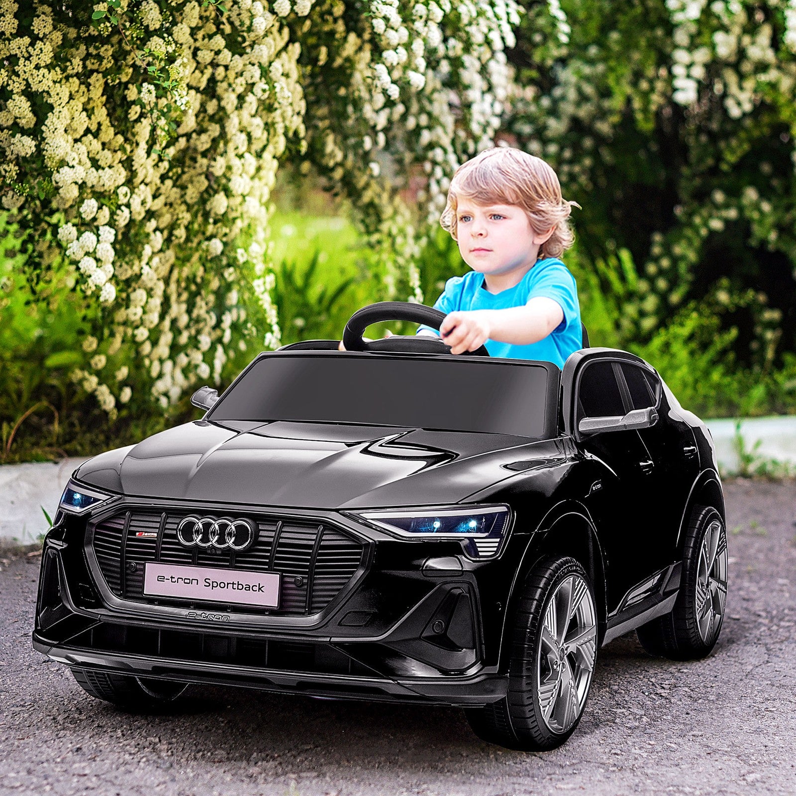 12V Electric Ride-On Car for Kids with Remote Control, Safety Belt, and LED Lights in Black Trend Times 1