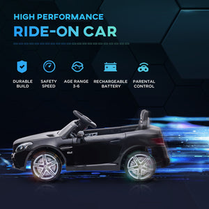 12V Electric Ride-On Car for Kids with Parental Remote Control, Dual Motors, Music, and Lights in Black Trend Times 4