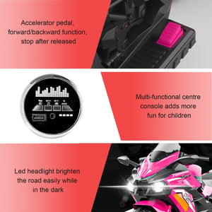 12V Electric Ride-On Motorcycle for Kids with Lights, Wheels, and Bluetooth Music Trend Times 5