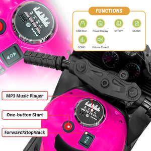 12V Electric Ride-On Motorcycle for Kids with Lights, Wheels, and Bluetooth Music Trend Times 6