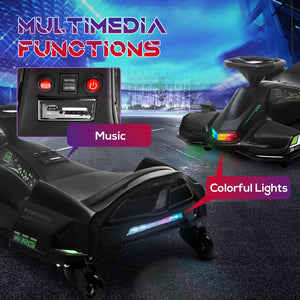 12V Electric Drifting Go-Kart with Slow Start, Music, and Lights in Black Trend Times 5