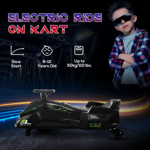 12V Electric Drifting Go-Kart with Slow Start, Music, and Lights in Black Trend Times 7