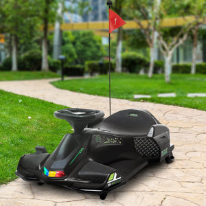 12V Electric Drifting Go-Kart with Slow Start, Music, and Lights in Black Trend Times 8