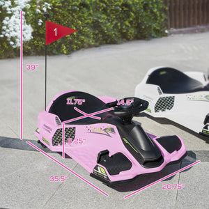 12V Electric Drifting Go-Kart with Slow Start, Music, Lights - Pink Trend Times 2