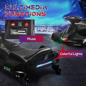 12V Electric Go-Kart for Kids Ages 8-12 with Drift, Music, Lights, and Adjustable Speed Trend Times 5