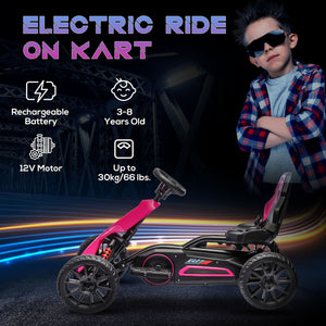 12V Electric Pink Kids Go-Kart with Adjustable Speed Trend Times 4