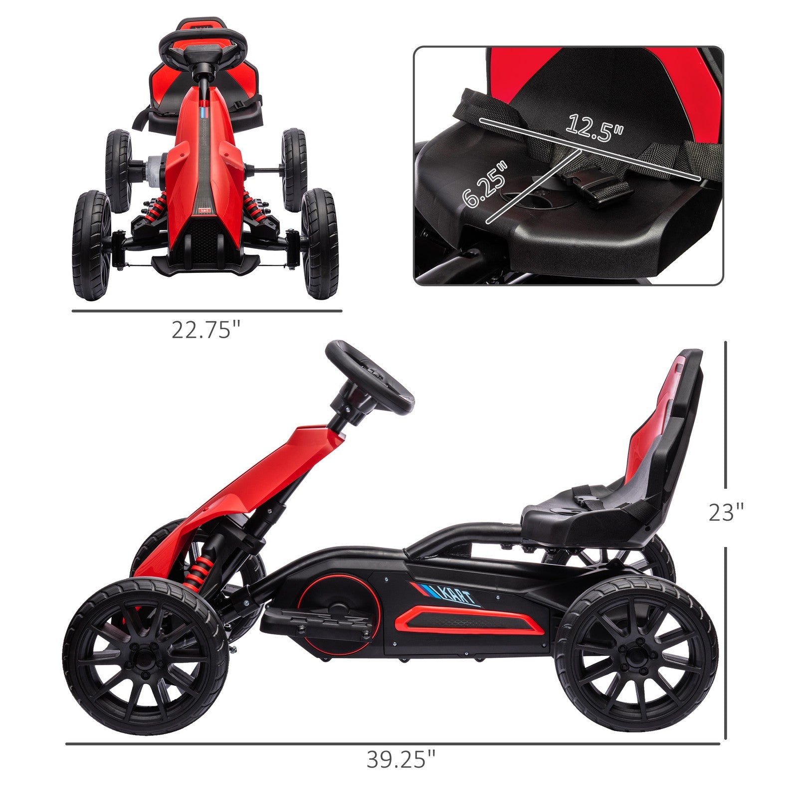 12V Electric Go-Kart for Kids with Adjustable Speed in Red Trend Times 1