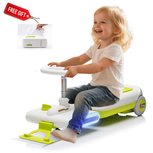 12V Electric Kids Ride-On Go Kart with LED Lights, Music, and Cleaning Mop – Green Trend Times 0