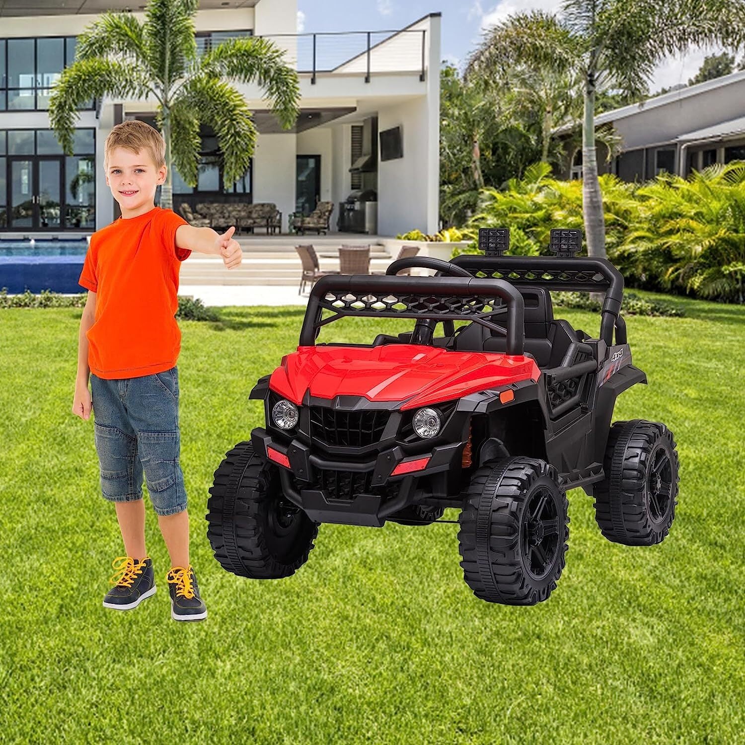 12V Electric Ride-On Truck Car Toy for Kids with Seat Belt and Remote Control Trend Times 1