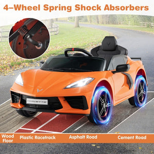 12V Electric Licensed Chevrolet Corvette C8 Kids Ride-On Car with Remote Control Trend Times 10