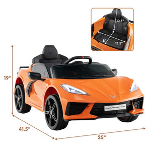 12V Electric Licensed Chevrolet Corvette C8 Kids Ride-On Car with Remote Control Trend Times 5
