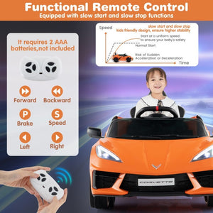 12V Electric Licensed Chevrolet Corvette C8 Kids Ride-On Car with Remote Control Trend Times 9