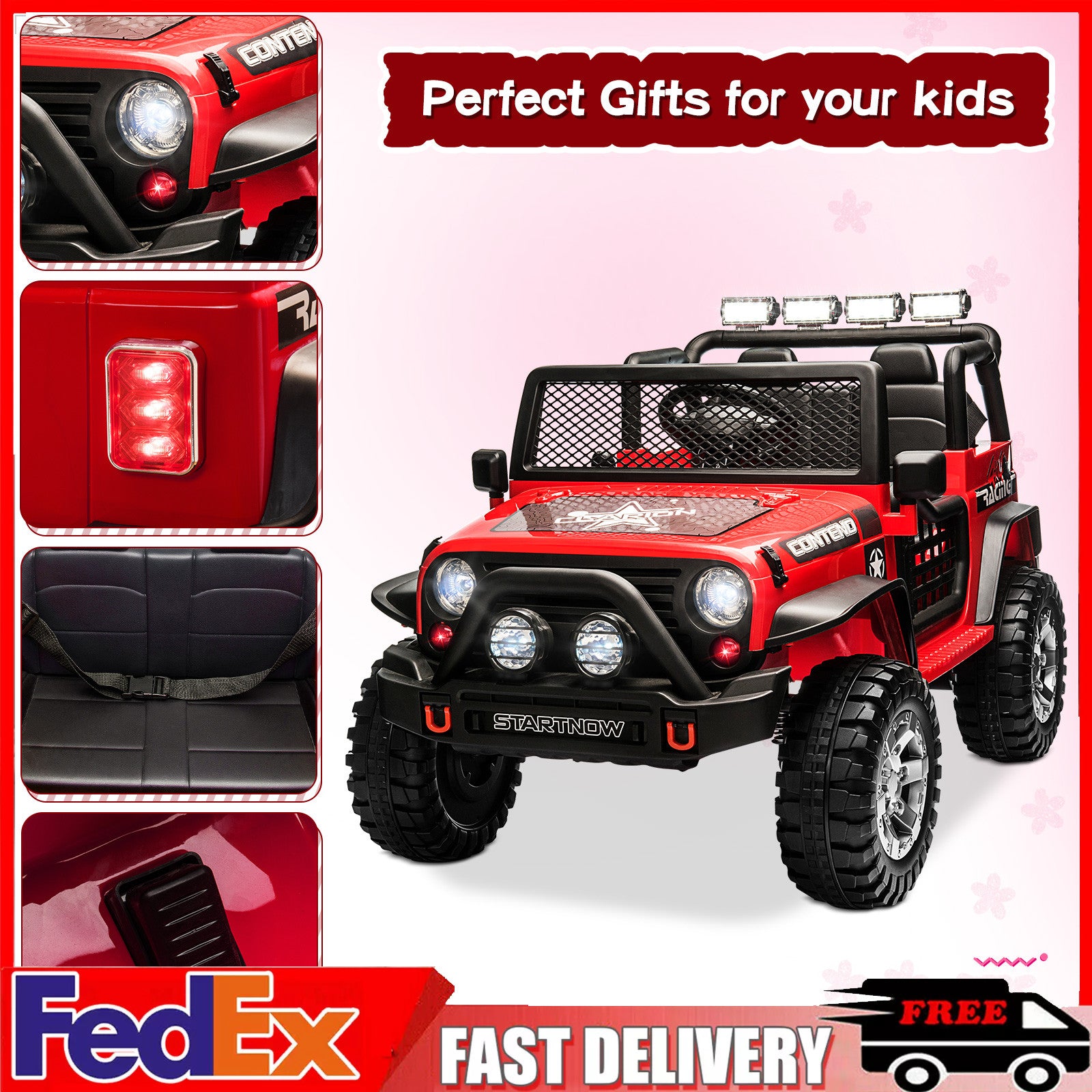 12V Electric 2-Seater Kids Ride-On Jeep Truck Toy with Bluetooth and Remote Control Trend Times 1