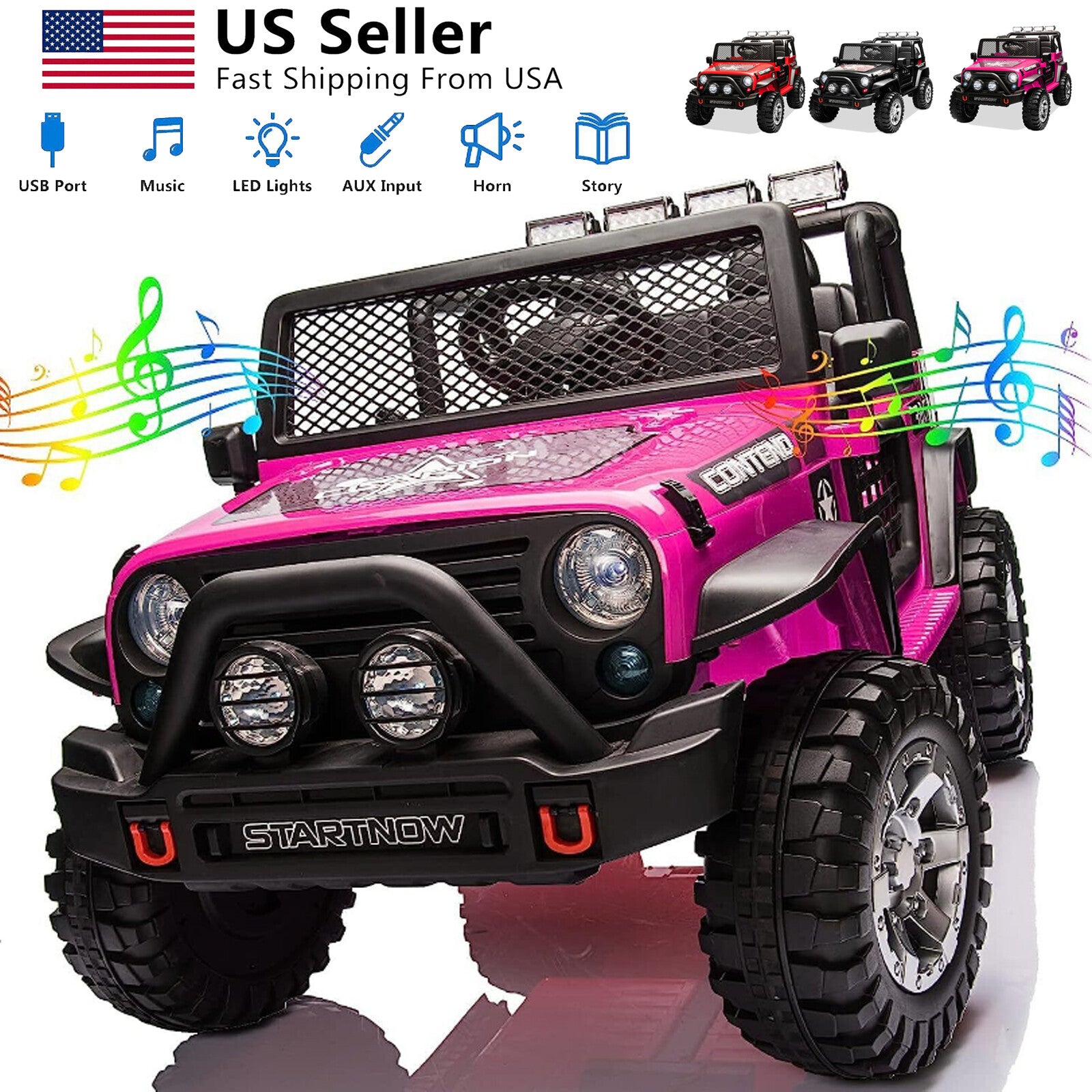 12V Electric Kids Ride-On 2-Seater Jeep Truck with MP3 and Remote Control Trend Times 1