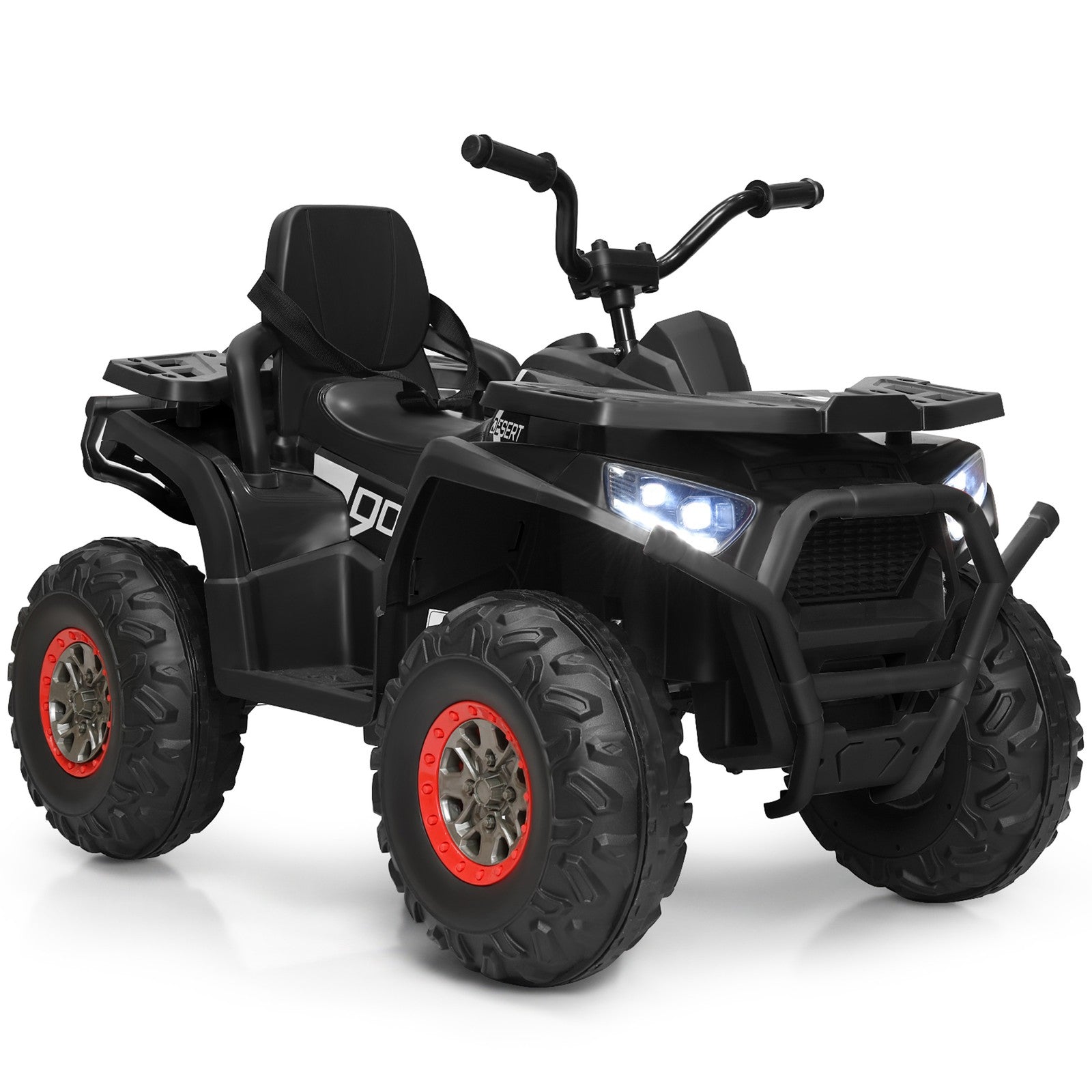 12V Electric Kids Ride-On 4 Wheeler ATV Quad with LED Lights Black Trend Times 0
