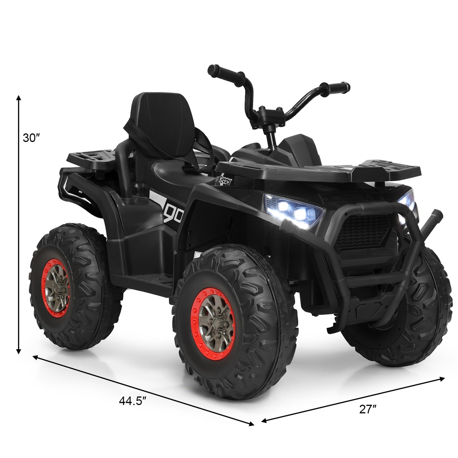 12V Electric Kids Ride-On 4 Wheeler ATV Quad with LED Lights Black Trend Times 1