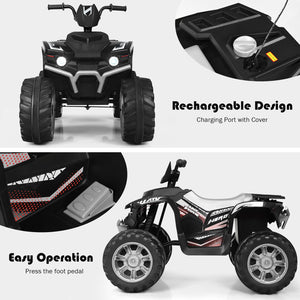 12V Electric Kids Ride-On ATV 4-Wheeler Quad with Music and LED Lights Black Trend Times 7