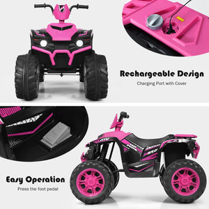 12V Electric Kids Ride-On Pink ATV 4-Wheeler Quad with Music and LED Lights Trend Times 7