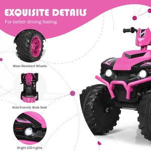 12V Electric Kids Ride-On 4 Wheeler ATV Quad with Music and LED Lights Pink Trend Times 8