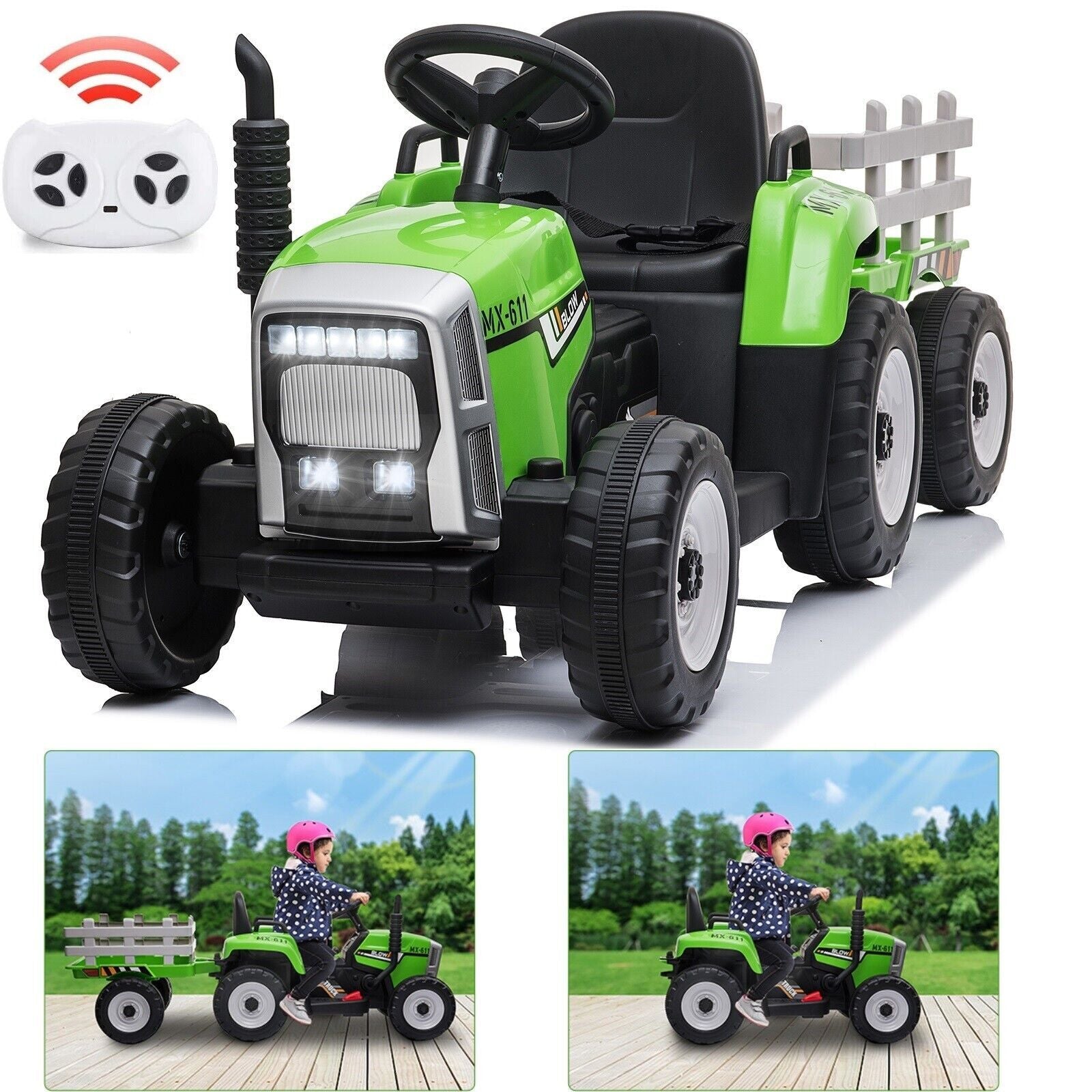 12V Battery-Powered Electric Ride-On Tractor with Trailer for Kids Trend Times 0