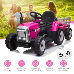 12V Electric Kids Ride On Tractor with Trailer Battery Powered Toy Car Trend Times 1