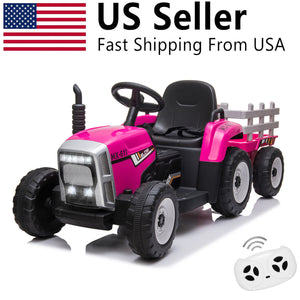 12V Electric Kids Ride On Tractor with Trailer Battery Powered Toy Car Trend Times Variant 0