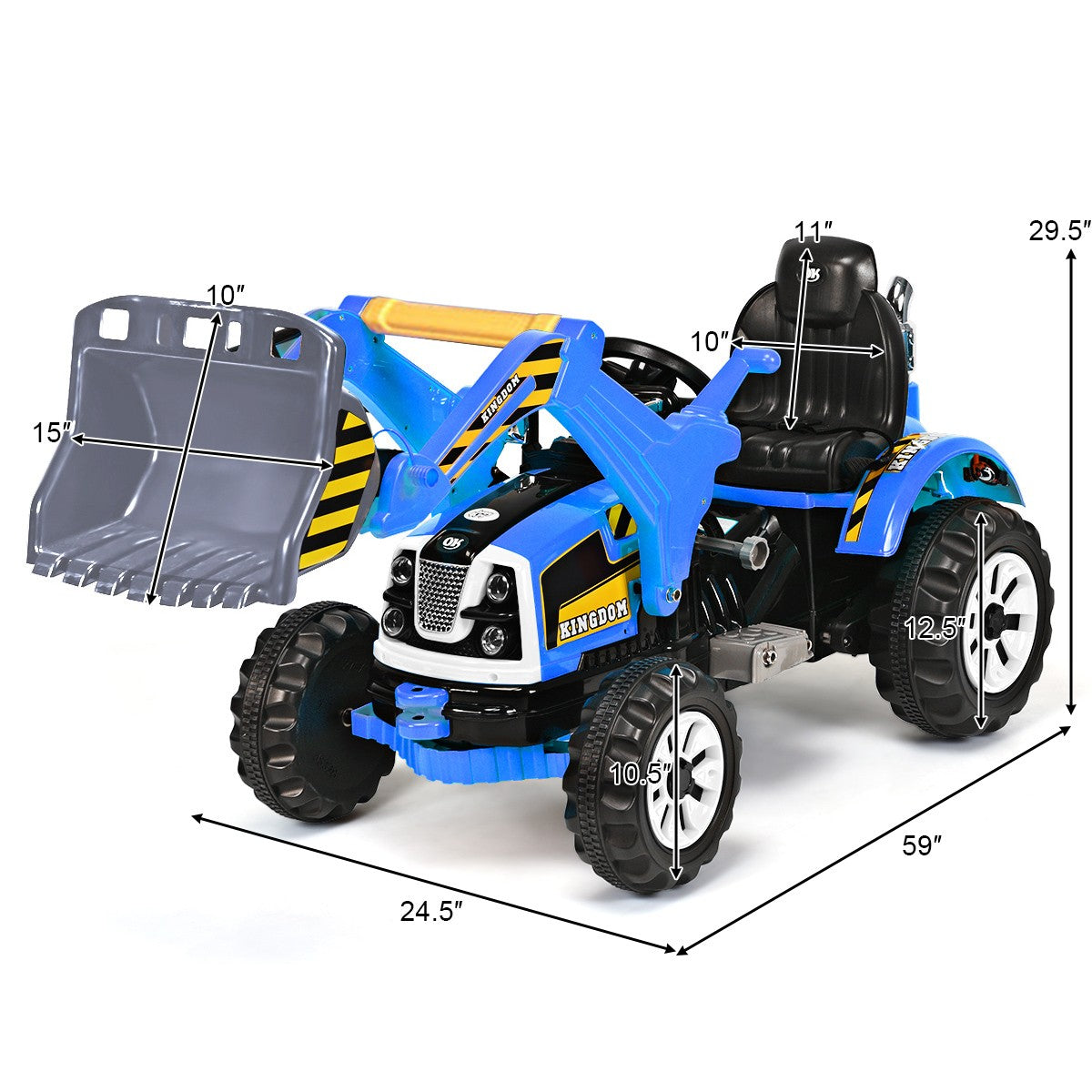 12V Electric Ride-On Excavator Truck for Toddlers Kids Blue Trend Times 1