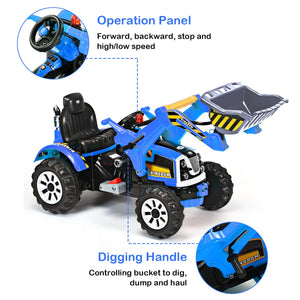 12V Electric Ride-On Excavator Truck for Toddlers Kids Blue Trend Times 4