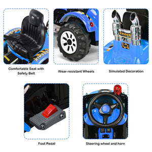12V Electric Ride-On Excavator Truck for Toddlers Kids Blue Trend Times 5
