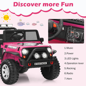 12V Electric Kids Ride-On Truck with MP3, Horn, and 2.4G Remote Control - Pink Trend Times 3