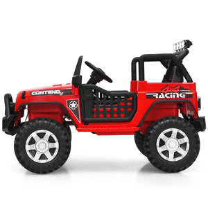 12V Electric Kids Ride-On Truck with MP3, Horn, and 2.4G Remote Control in Red Trend Times 7