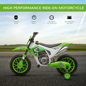 12V Electric Kids Ride-On Dirt Bike Motorcycle Toy with Training Wheels Green Trend Times 3