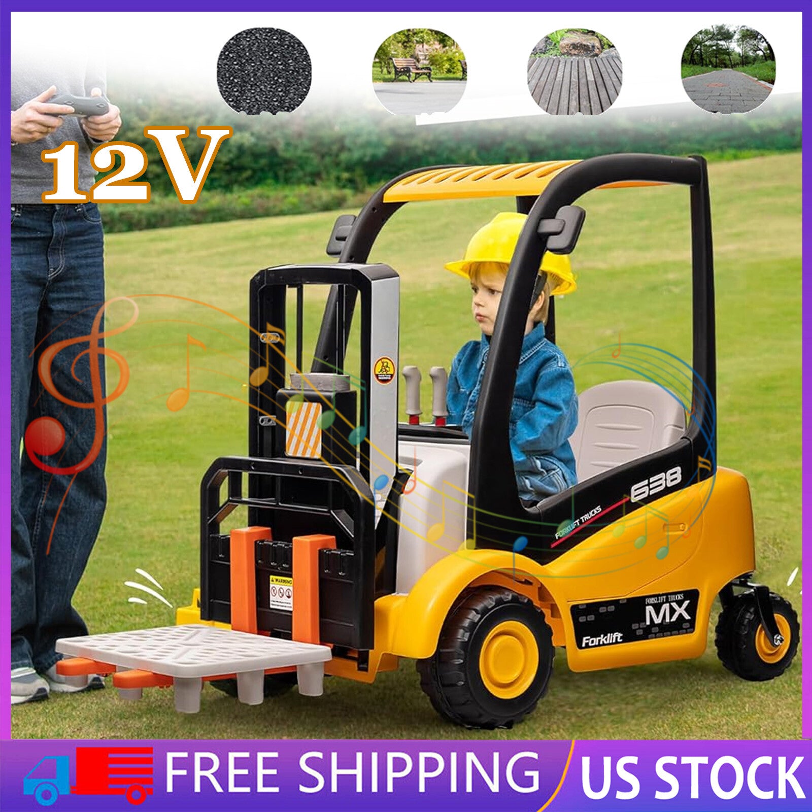 12V Electric Kids Ride-On Forklift Car with Remote Control, Music, and Liftable Forks for Ages 3+ Trend Times 0