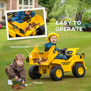 12V Electric Ride-On Excavator Toy with Remote-Controlled Bucket Shovel for Kids Ages 3-6 Trend Times 4