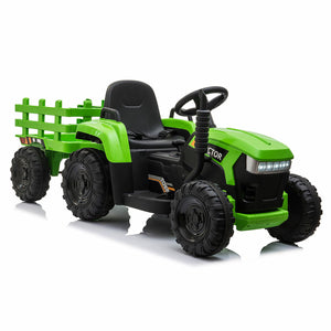 12V Battery-Powered Electric Ride-On Kids Tractor with Trailer Toy Trend Times 12